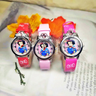 Disney children's Snow White Watch lovely crown with diamond cartoon watch primary school girl's Leather Watch kids watch