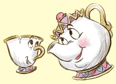 Disney Chips And Mrs Potts Facing Each Other Unisex T-Shirt - Cream - XS Crème