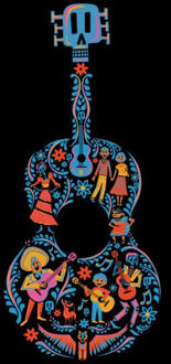 Disney Coco Guitar Patroon Dames T-shirt - Zwart - M - Zwart