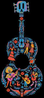 Disney Coco Guitar Patroon T-shirt - Zwart - 3XL