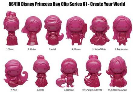 Disney Create your World 3D PVC Bag Clip Princess Series 64 Display (24)