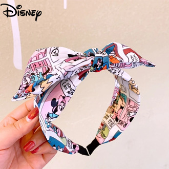 Disney Cute Cartoon Women Hair Hoops Printing Letter Bowknot Headbands New Fashion Girls Hair Band Accessories Mickey Headdress