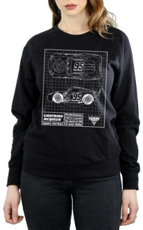 Disney dames cars lightning mcqueen blueprint sweatshirt Zwart - XL