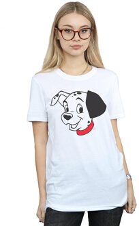 Disney Dames/Dames 101 Dalmatiërs Dalmatiër Hoofd Katoenen Vriendje T-shirt (Wit) - maat