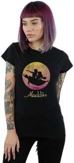 Disney Dames/Dames Aladdin Vliegende Zonsondergang Katoenen T-Shirt (Zwart) - maat M