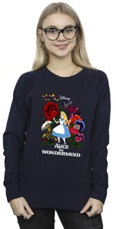 Disney Dames/Dames Alice In Wonderland Bloemen Sweatshirt (Marineblauw) Navy - XL