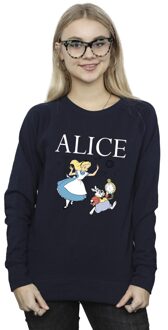 Disney Dames/Dames Alice In Wonderland Follow The Rabbit Sweatshirt (Marineblauw) - maat 2XL Navy