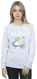 Disney Dames/Dames Alice In Wonderland Follow The Rabbit Sweatshirt (Sportgrijs) - maat 2XL Lichtgrijs