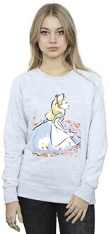 Disney Dames/Dames Alice In Wonderland Schets Bloemen Sweatshirt (Sportgrijs) - maat XL Lichtgrijs