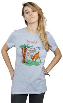 Disney Dames/Dames Bambi Omhoog Gekanteld Katoenen Vriendje T-shirt (Sportgrijs) Lichtgrijs - 3XL