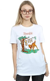 Disney Dames/Dames Bambi Omhoog Gekanteld Katoenen Vriendje T-shirt (Wit)