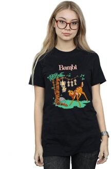Disney Dames/Dames Bambi Omhoog Gekanteld Katoenen Vriendje T-shirt (Zwart) - M