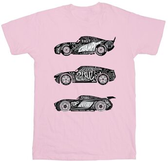 Disney Dames/Dames Cars Tekst Racers Katoenen Vriendje T-shirt (Baby Roze) - 2XL