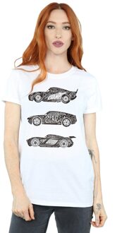 Disney Dames/Dames Cars Tekst Racers Katoenen Vriendje T-shirt (Wit) - maat