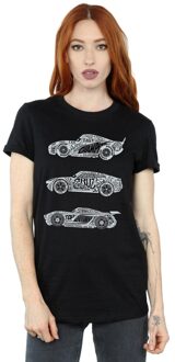 Disney Dames/Dames Cars Tekst Racers Katoenen Vriendje T-shirt (Zwart) - M