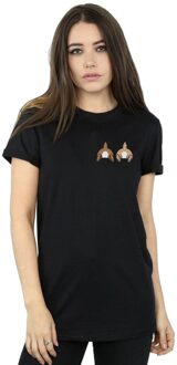 Disney Dames/Dames Chip N Dale Rugzijde Borst Print Katoenen Vriendje T-shirt (Zwart) - 2XL