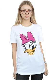 Disney Dames/Dames Daisy Eend Hoofd Beschilderd Katoenen Vriendje T-shirt (Wit) - maat