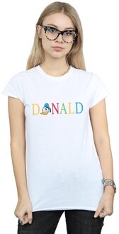 Disney Dames/Dames Donald Duck Letters Katoenen T-Shirt (Wit) - 2XL