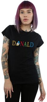Disney Dames/Dames Donald Duck Letters Katoenen T-Shirt (Zwart) - maat