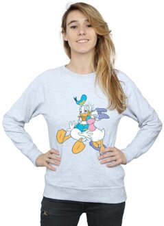 Disney Dames/Dames Donald en Daisy Eend Kus Sweatshirt (Sportgrijs) Lichtgrijs