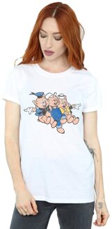 Disney Dames/Dames Drie Kleine Varkens Springen Katoenen Vriendje T-shirt (Wit) - XL