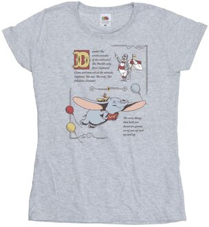 Disney Dames/Dames Dumbo Verhaal Pagina Katoenen T-Shirt (Sportgrijs) - maat Lichtgrijs
