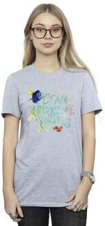 Disney Dames/Dames Finding Dory Oceaan van Avontuur Katoenen Vriendje T-shirt (Sportgrijs) - maat XL Lichtgrijs