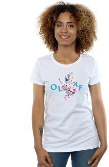 Disney Dames/Dames Frozen 2 Olaf Leaf Jump Katoenen T-Shirt (Wit) - maat L