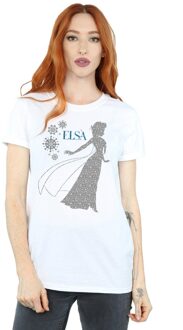 Disney Dames/Dames Frozen Elsa Kerst Silhouet Katoenen Vriendje T-shirt (Wit) - maat