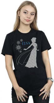Disney Dames/Dames Frozen Elsa Kerst Silhouet Katoenen Vriendje T-shirt (Zwart) - maat