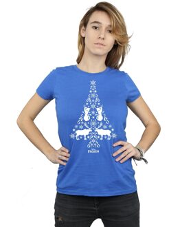 Disney Dames/Dames Frozen Kerstboom Katoenen T-Shirt (Koningsblauw) - S