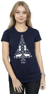 Disney Dames/Dames Frozen Kerstboom Katoenen T-Shirt (Marineblauw) - maat XL Navy