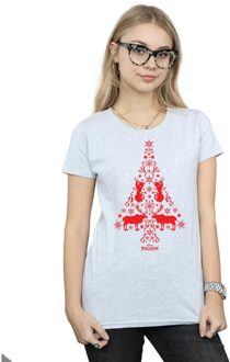 Disney Dames/Dames Frozen Kerstboom Katoenen T-Shirt (Sportgrijs) Lichtgrijs