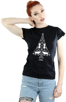 Disney Dames/Dames Frozen Kerstboom Katoenen T-Shirt (Zwart) - XL