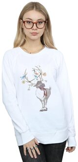 Disney Dames/Dames Frozen Sven en Olaf Kerstornamenten Sweatshirt (Wit)