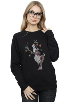 Disney Dames/Dames Frozen Sven en Olaf Kerstornamenten Sweatshirt (Zwart)