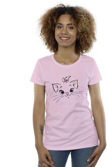 Disney Dames/Dames Klassiek Marie Face Pocket Katoenen T-Shirt (Baby Roze) - maat S