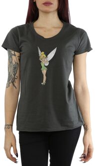 Disney Dames/Dames Klassiek Tinkerbell Katoenen T-Shirt (Licht Grafiet) - maat L Grijs