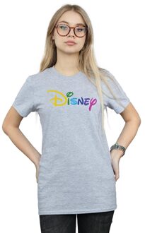Disney Dames/Dames Kleur Logo Katoenen Vriend T-shirt (Sportgrijs) Lichtgrijs - M