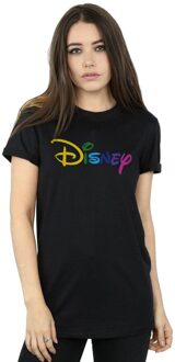 Disney Dames/Dames Kleur Logo Katoenen Vriend T-shirt (Zwart) - S