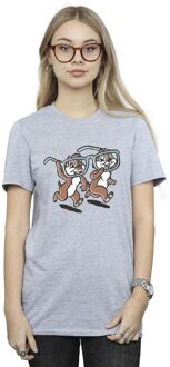 Disney Dames/Dames Knabbel ´n Babbel Bril Katoenen Vriendje T-shirt (Sportgrijs) Lichtgrijs - 4XL