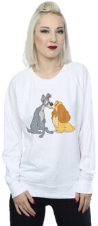 Disney Dames/Dames Lady And The Tramp Distressed Kiss Sweatshirt (Wit) - XL