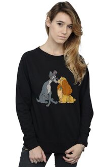 Disney Dames/Dames Lady And The Tramp Distressed Kiss Sweatshirt (Zwart) - maat 2XL