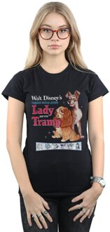 Disney Dames/Dames Lady And The Tramp Distressed Klassiek Poster Katoen T-Shirt (Zwart)