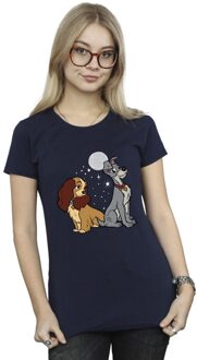 Disney Dames/Dames Lady And The Tramp Maan Katoenen T-Shirt (Marineblauw) - maat 2XL Navy