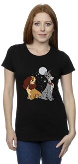 Disney Dames/Dames Lady And The Tramp Maan Katoenen T-Shirt (Zwart) - maat M