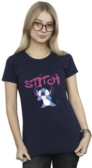 Disney Dames/Dames Lilo And Stitch Graffiti Katoenen T-Shirt (Marineblauw) - maat L Navy
