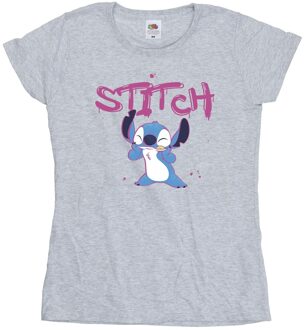 Disney Dames/Dames Lilo And Stitch Graffiti Katoenen T-Shirt (Sportgrijs) - maat M Lichtgrijs