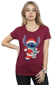Disney Dames/Dames Lilo And Stitch Kerst Katoenen T-Shirt (Bourgondië) - maat Bourgogne