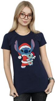 Disney Dames/Dames Lilo And Stitch Kerst Katoenen T-Shirt (Marineblauw) - maat Navy